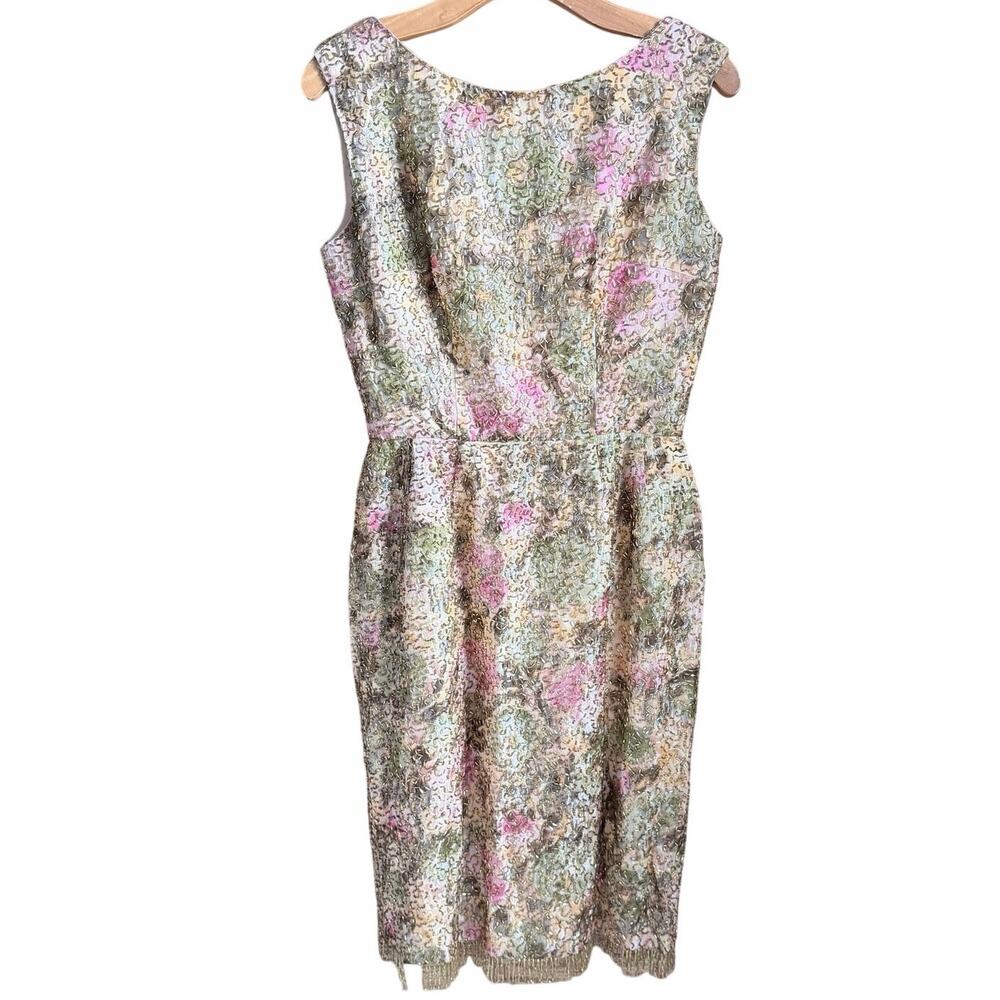 Vintage Edward Abbott bead sequin cocktail dress union made gold glitz romantic